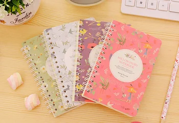 

Lovely flower bird notebook blank Notebook Journal Planner caderno Square Coil portable Notepad for shcool supplies papelaria