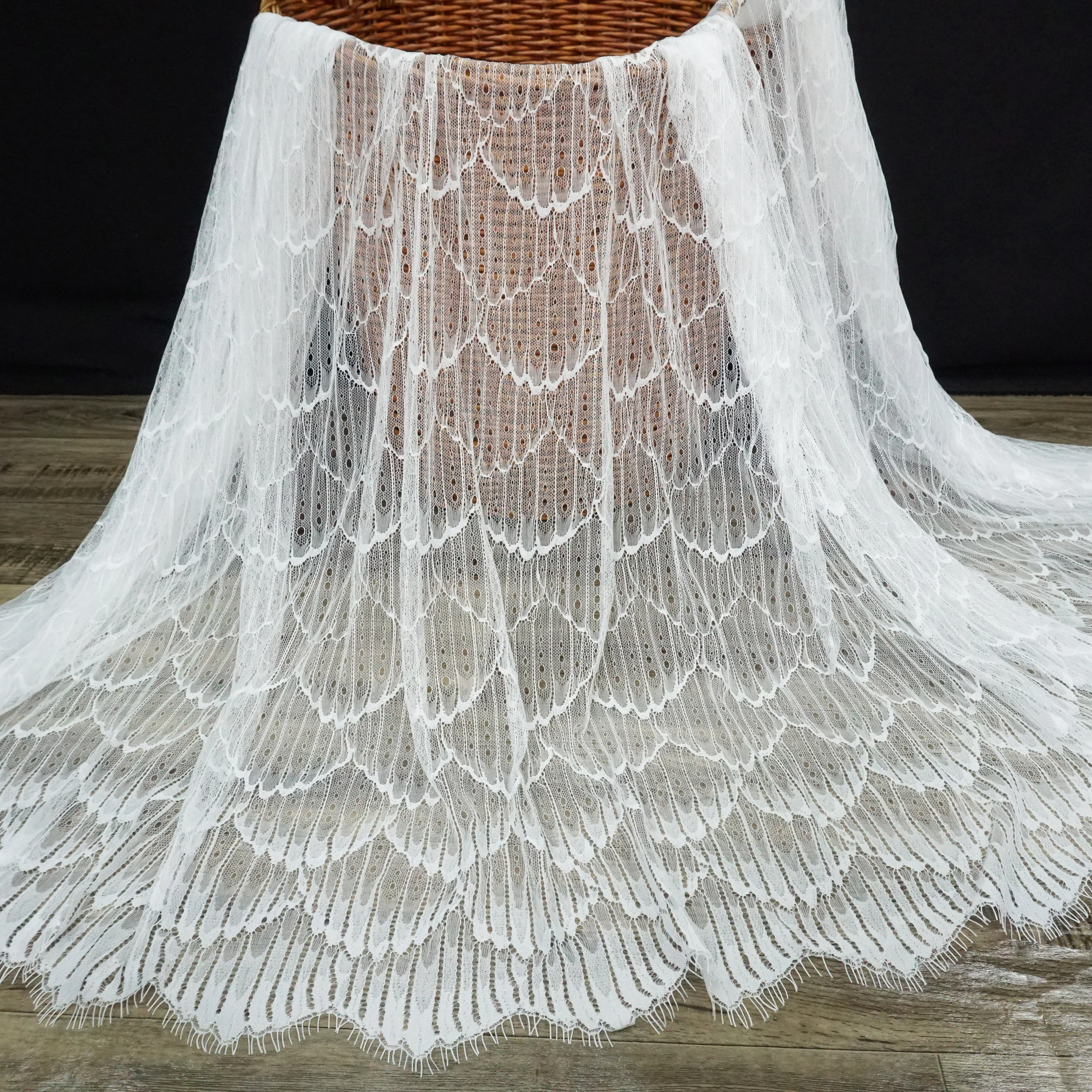 

1 Piece Eyelash lace fabric new pattern fish scale latest african lace Delicate grils dress lace fabric home diy decoration lace