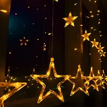 2 м 138led Star Гирлянды светодиодные Фея Света занавес сосулька лампы свадебные Рождество Xmas партия Декор сада w/Linkable хвост plug-6 цветов