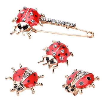 

Korean Version Of The Fashionable Seven-star Ladybug Brooch Lady Beautiful And Lovely Insect Jewelry Jeans Wholesale