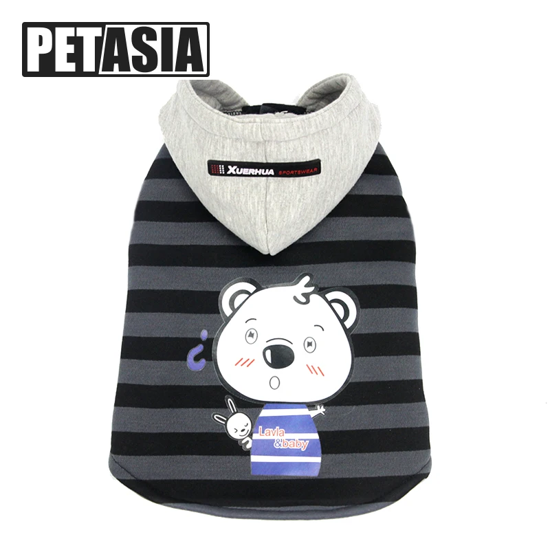2018 Pet Dog Coat Jacket Autumn&Winter Dog Clothes For Small Medium Dogs Thick Cotton Coat Black Striped Bear Pattern Hoodie XXL 101