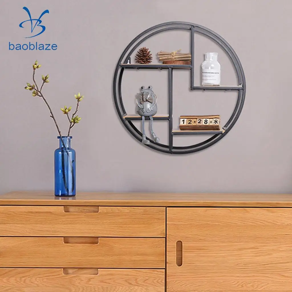 Chinese Garden Design Floating Wall Shelf Storage Display Rack Holder Flowers Vase Picture Calendar CDS Display Stand Black Iron