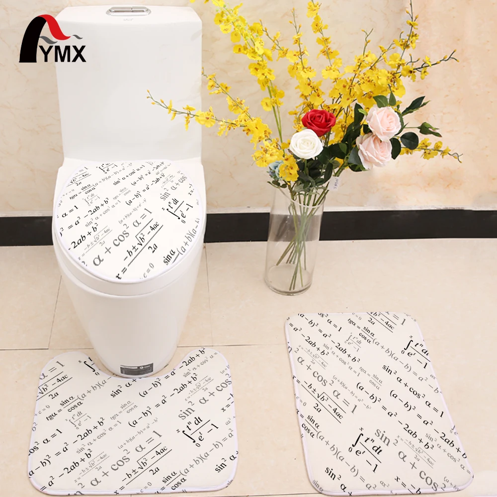 

3pcs/set Geometric Symbols Pattern Toilet Seat Cover Flannel Fabric Toilet Case Non-slip Mat Bathroom Products Home Decoration