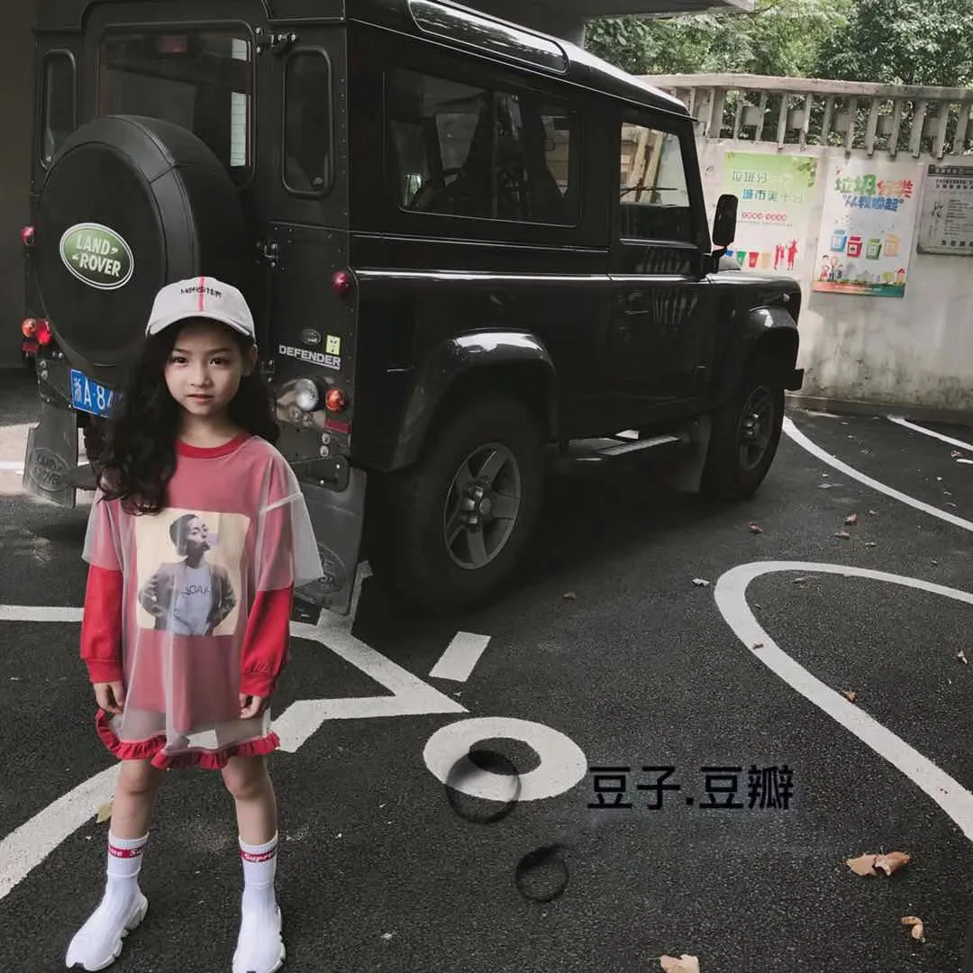 

Autumn new 2018 children's clothes girls dress children's sweater dress girls mesh stitching wooden ear dress