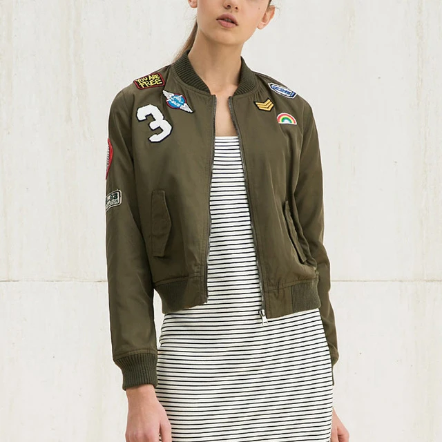 Plus Sizes Army Green Women Bomber Jackets 2016 Female