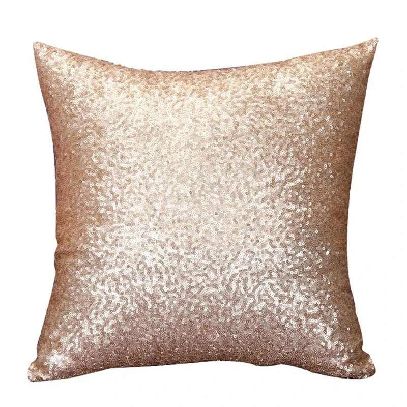

TOP!-Solid color Glitter Sequins Cushion Home Decor Cushion Case (Gold)