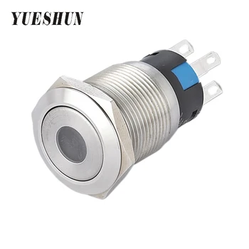 

YUESHUN 19mm Switches Flat Round Shape Electrical Equipment LED Light Push Button Switch Dot illuminated LED Momentary Switches