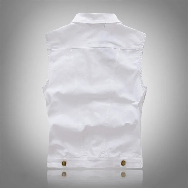 Sokotoo Мужская Повседневная белая тонкая мужской джинсовый жилет Модная тонкая верхняя одежда майка