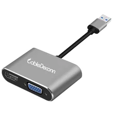 USB3.0 to VGA HDMI 1080P Video Graphics Cable Adapter Converter For Windows 7/8/10 pc laptop HDTV Projectors Monitors
