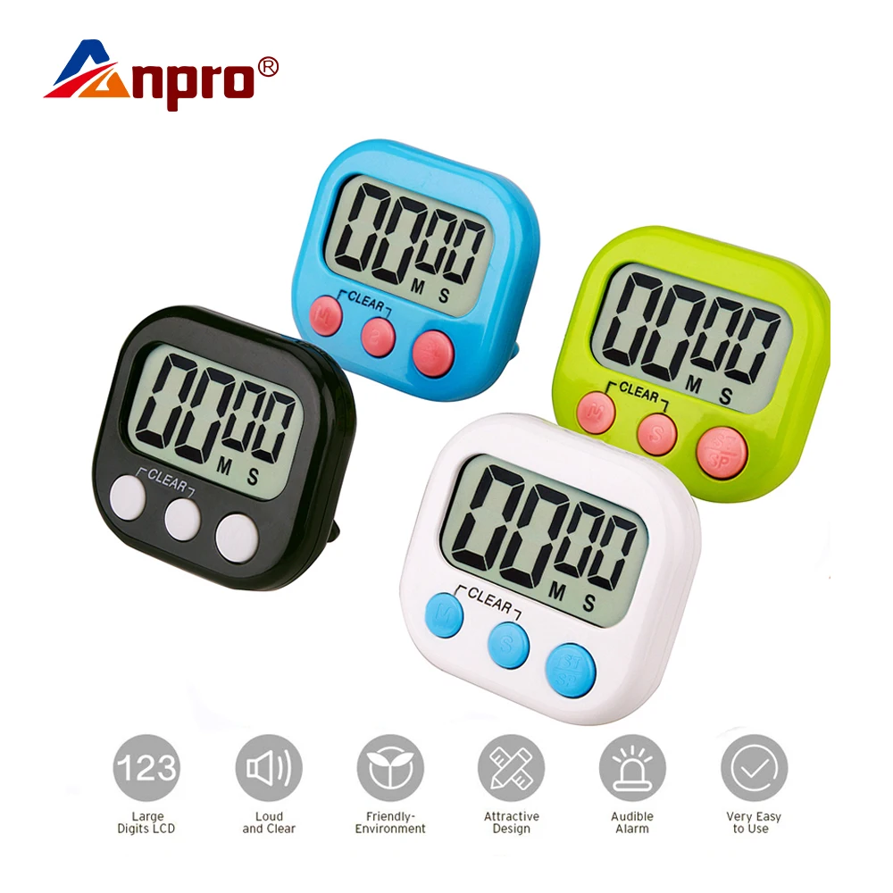 

Anpro Digital Kitchen Timer Big Digits Loud Alarm Magnetic Backing Stand with Large LCD Display for Cooking Baking Sports Games