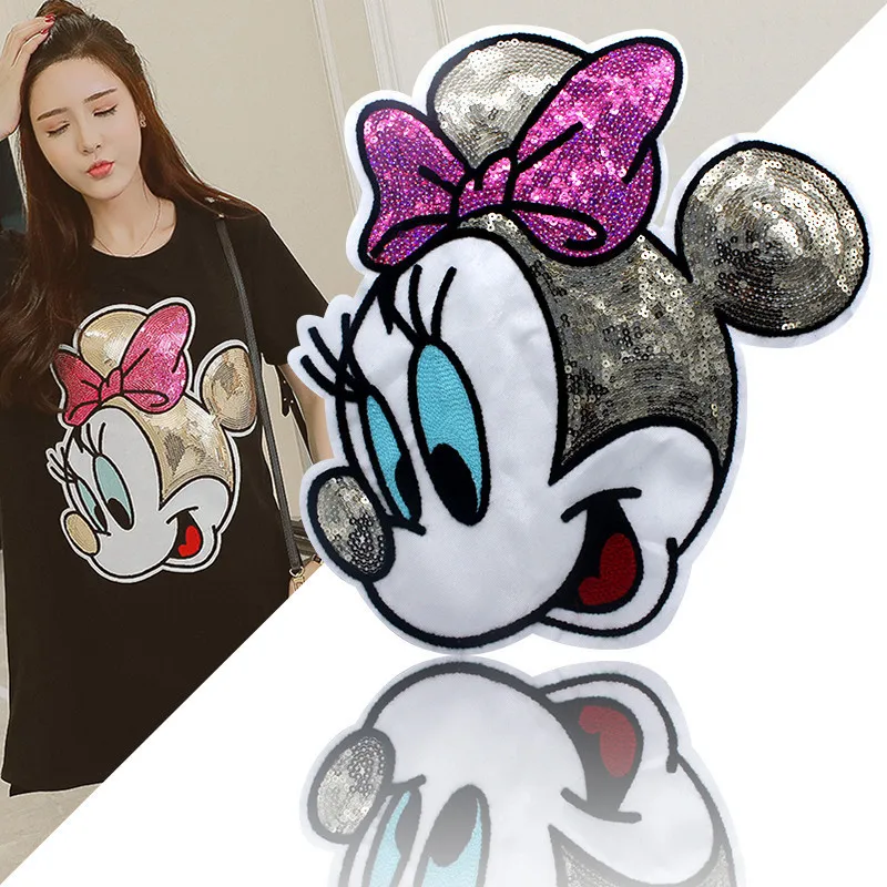

Multi combo cartoon sew on patches big middle small size mickey mouse leather back patch boy or girl Embroidery clothing patches