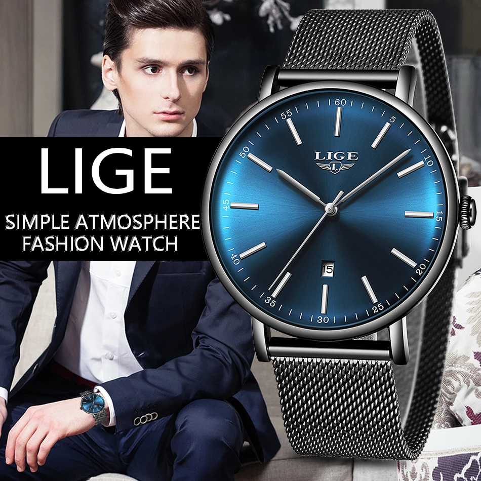 

LIGE Fashion Men Watches Male Top Brand Luxury Quartz Watch Men Casual Slim Dress Waterproof Sport WristWatch Relogio Masculino
