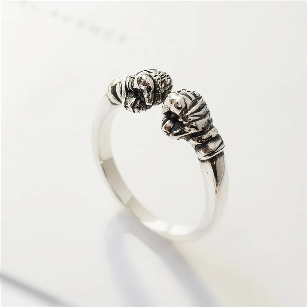 

Simple Oxide Fist 925 Silver Adjustable Ring