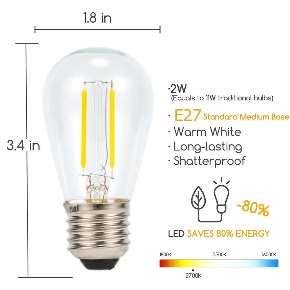 Ретро Edison led светильник лампочка E27 для солнечной люстра светильник аксессуары