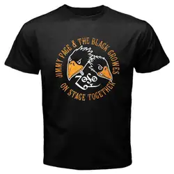 Джимми Пейдж и Черных Воронов Логотип Rock Legend Для мужчин черный футболка Размеры S-3XL футболки Повседневное короткий рукав