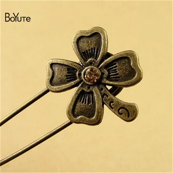 

BoYuTe (20 Pieces/Lot) 25*54MM Fashion Vintage Lucky Flower Brooch Pin Diy Accessories Brooch Lucky Jewelry Findings Components