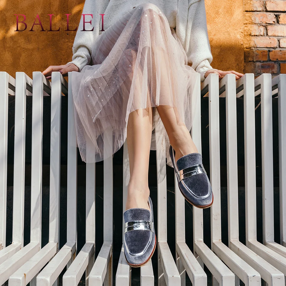 Rétro on Appartements Élégant Bout Décontracté Supérieure gray Black P35 Femme Troupeau Talon Confortable Ballei De Qualité Classique Slip Bas Rond Chaussures Luxe ZwAIxqPg