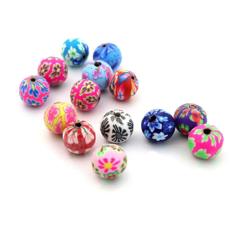

30pcs 6/8/10/12mm Round Colorful Ball Fimo Polymer Clay Ceramic Spacer Loose Beads For Jewelry Making DIY Accessories Wholesale