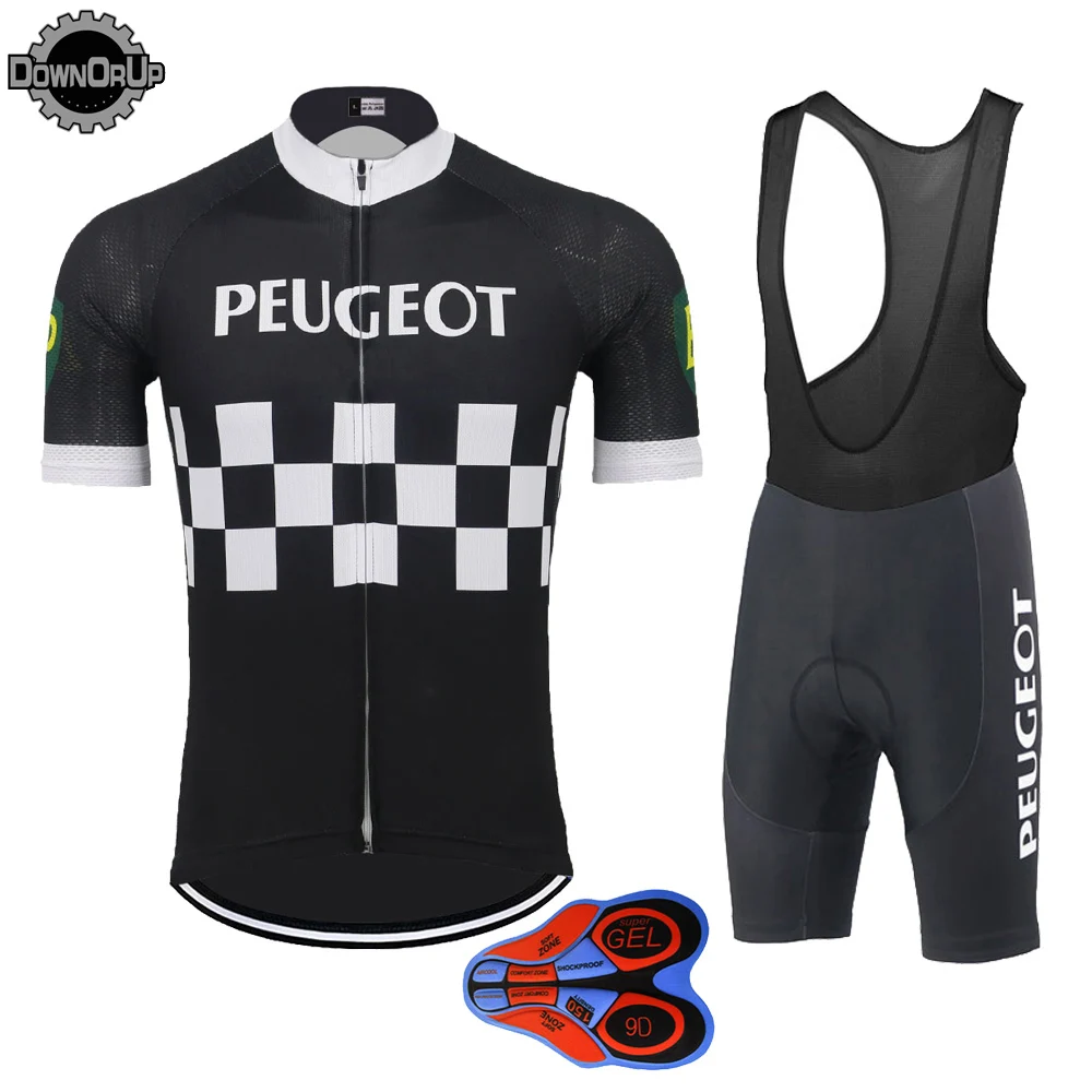 Retro cycling jersey set black men summer cycling clothing 9D gel breathable pad Mtb Highway Triathlon culotte ciclismo hombre