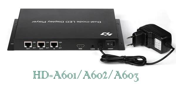 HD-A60X серии полносветодио дный цветный СВЕТОДИОДНЫЙ дисплей контроллер, HD-A601/HD-A602/HD-A603, Syn-Asyn двойной режим HD плеер коробка