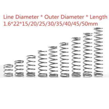 

10pcs 304 stainless steel pressure spring short compression spring Wire diameter 1.6* outside diameter 22* length 15-50