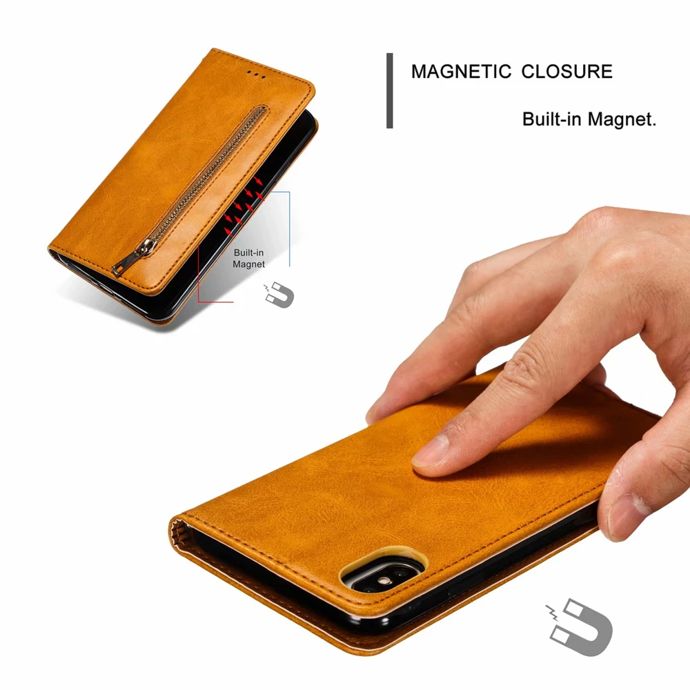 Кожаный кошелек с молнией чехол для iphone 11 Pro Max 6 6S 7 8 Plus iphone X XS Max XR чехол для телефона с магнитным держателем для карт откидной Чехол