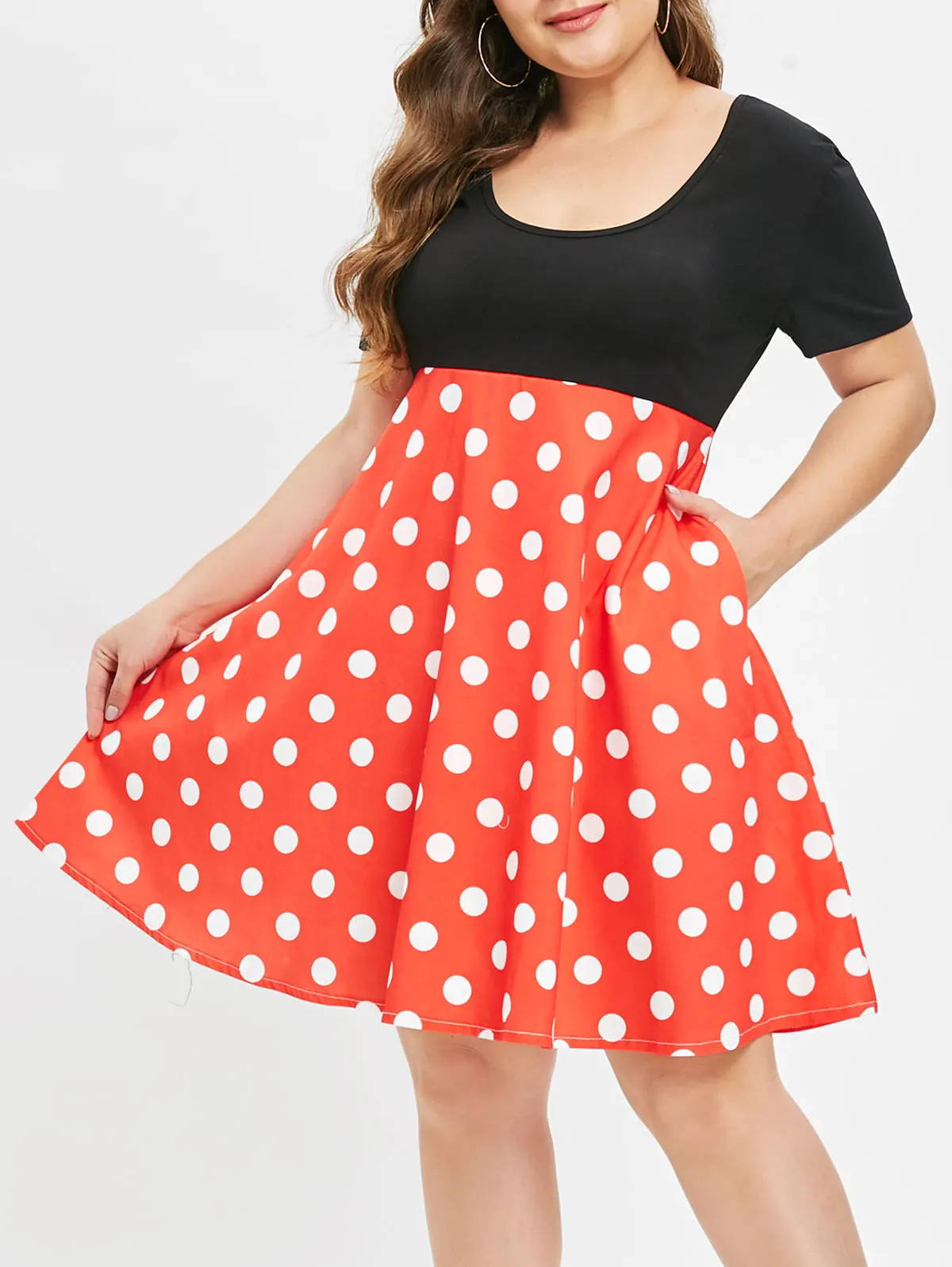 short red polka dot dress
