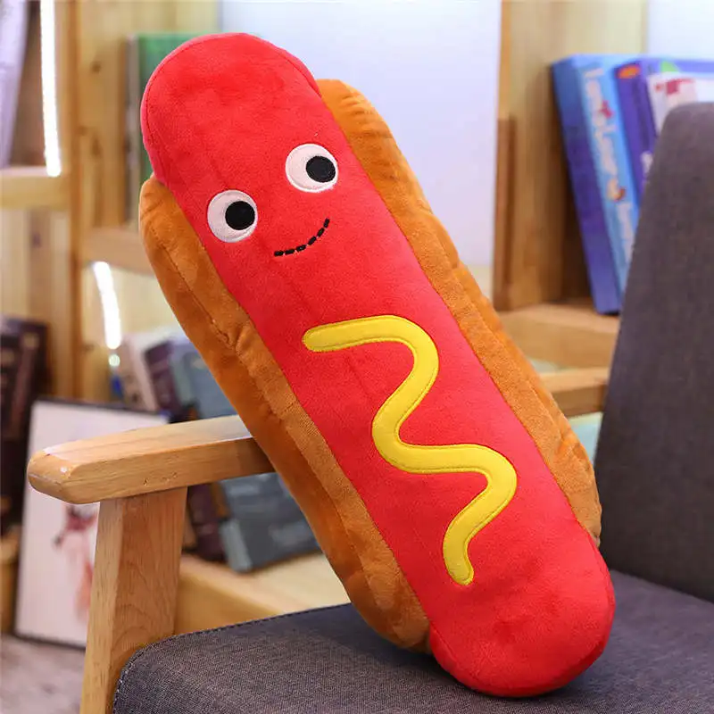 Stuffed plush fast food toy French fries Chips Sausage Pizza Cola drink hamburger creative food hot dog toys for children - Цвет: hot dog 45cm