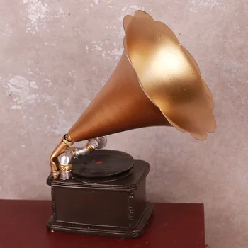

Vintage Home Decoration Miniature Phonograph Model Furniture Craft Furnishing Ornaments Bar Coffee Craft Christmas New Year Gift