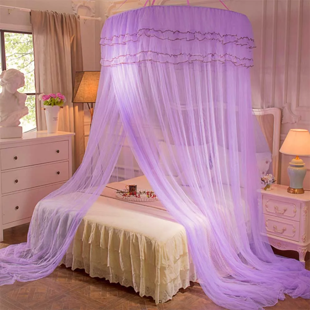 

Hung Dome Lace Mosquito Nets Princess Round Mosquito Nets Curtain for Bedding 2018ing