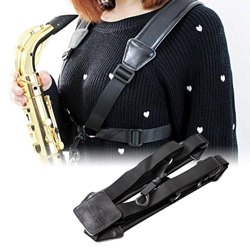 Rayzm Saxophone Strap Universal Double Shoulder Leather Strap for Sax Adjustable Padded Harness Strap for Alto Tenor Soprano Baritone Saxophone Small Size Rayzm Saxophone Strap Universal Double Shoulder Leather Strap for Sax Adjustable Padded Harness Strap for Alto Tenor Soprano Baritone Saxophone Small Size