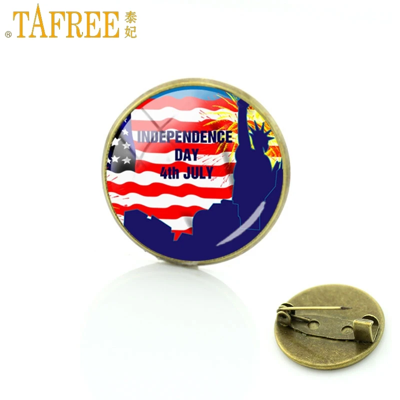 

TAFREE Fashion Brooch Pin Stars and Stripes Statue of Liberty Retro Badges for Independence Day Gift Jewelry FQ793