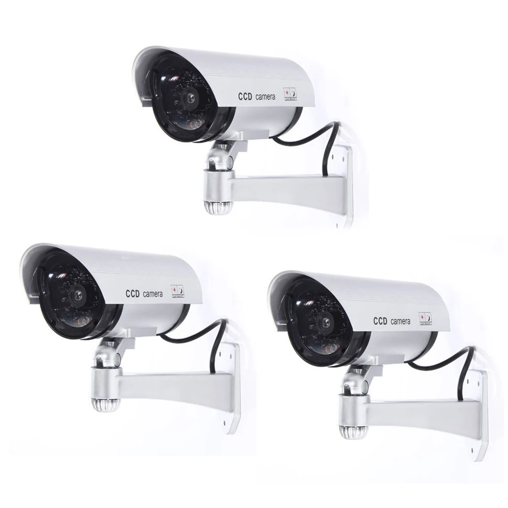 

5 Packs 3x Silver Outdoor Dummy Fake LED Red Flashing Security Camera CCTV Surveillance Imitation