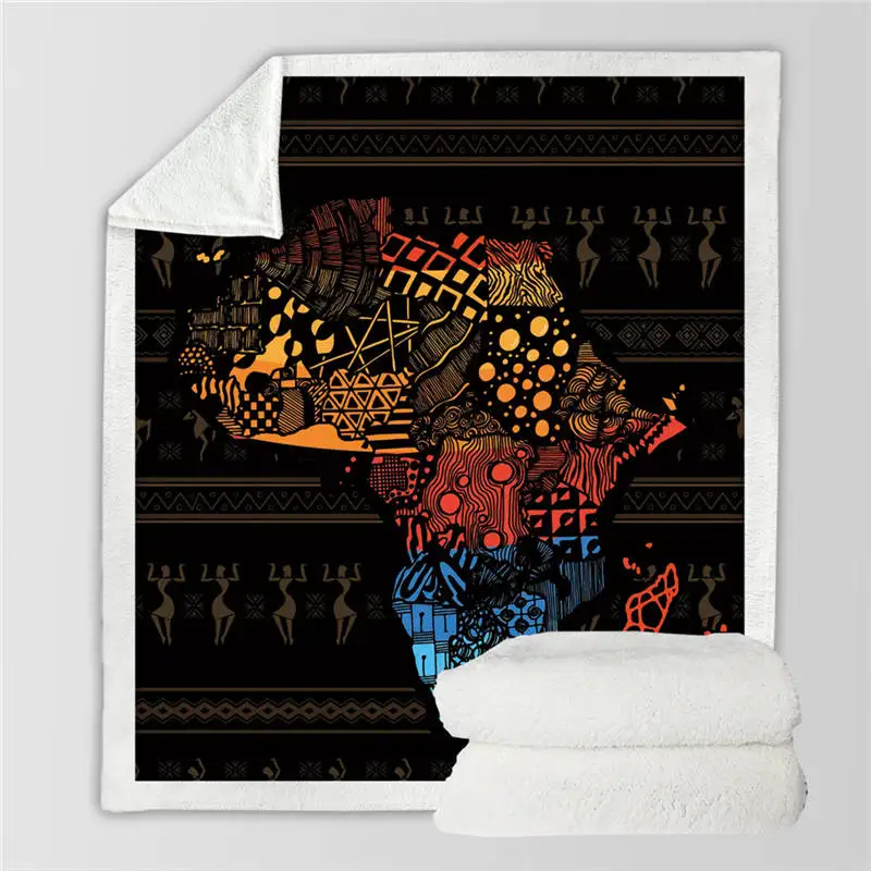 Постельные принадлежности Outlet Африканская Карта шерпа одеяло геометрическое одеяло s для кровати Ретро экзотическое Флисовое одеяло коричневое Тропическое постельное белье - Цвет: 001