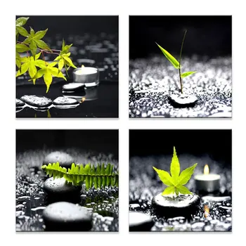 

Zen Stone And Green Leaf Picture Wall Art Deco Canvas Painting Home Decor Canvas Wall Art Black And White Wall Art Painting