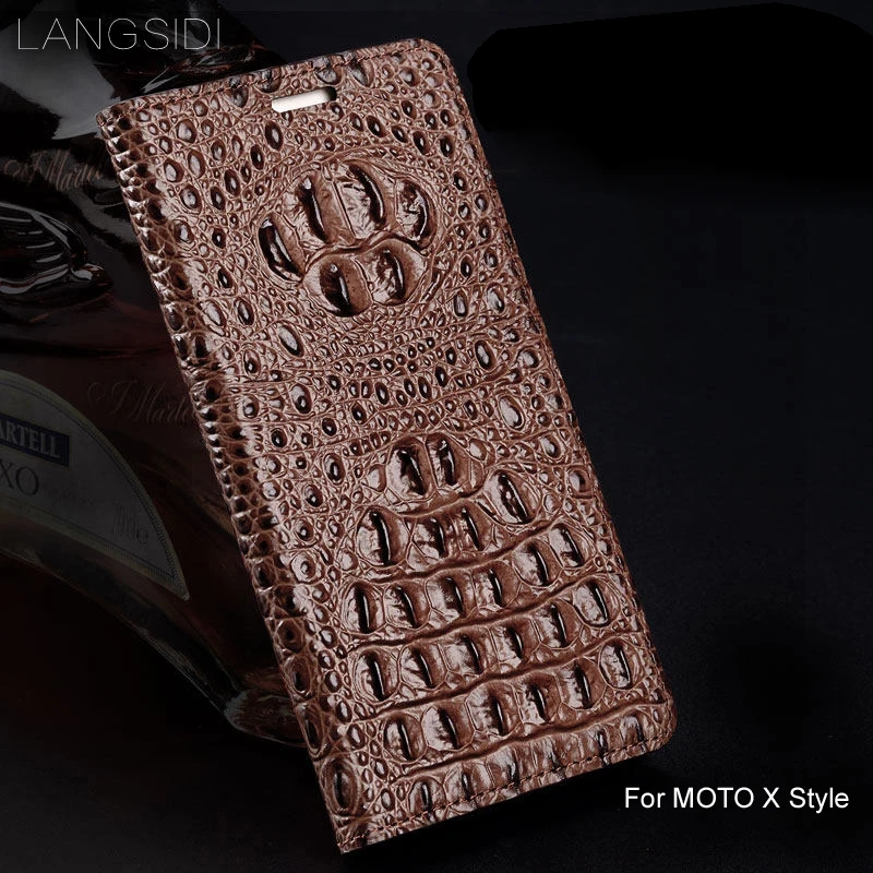 

wangcangli genuine leather flip phone case Crocodile back texture For MOTO X Style All-handmade phone case