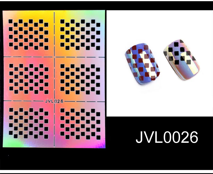 Лазерные полые виниловые наклейки для ногтей наклейки-трафарет руководство по переводу шаблон Сердце Звезда рыба дизайн ногтей наклейки ногтевая декоративная наклейка - Цвет: 026