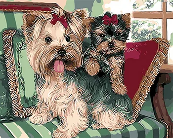 

Frameless oil painting by numbers paint by number for home decor canvas painting 4050 Schnauzer