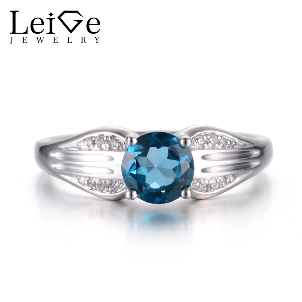 Leige Jewelry London Blue Topaz Rings Wedding Rings November Birthstone