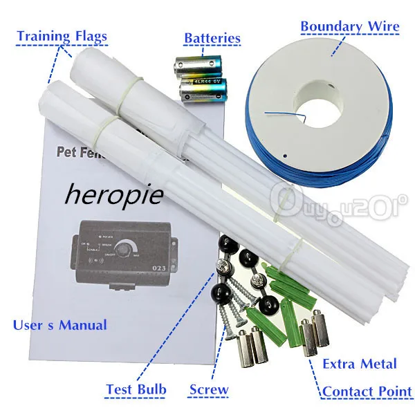 Heropie جهاز تحكم طوق تدريب كلب تدريب صدمة للماء في الأرض تحت الأرض نظام المبارزة سياج كهربائي الساخن