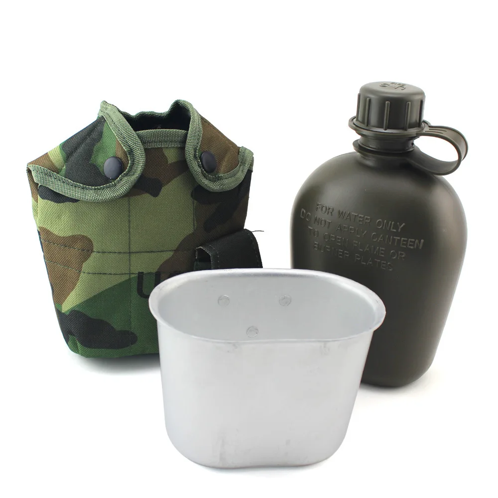 3-шт Набор США армейский США чайник с ланч-боксом тактическая Боевая наружная Спортивная бутылка 1Л Портативная Алюминиевая коробка для ланча