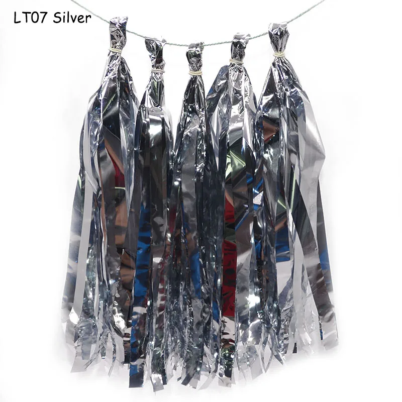 LT07 5 шт./компл. 12*35 см Фольга кисточкой ткань для изготовления гирлянд бумага флаг День рождения Свадьба детский душ вечерние украшения - Цвет: LT07