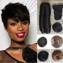 1PC/Lot Cheap 7A Brazilian Virgin Short Hair 27 pieces hair with Free Closure Hair Natural Short 100% Human in Hair Extension