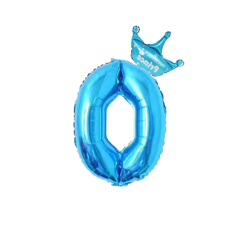 2 шт. 32 дюйма розовый и голубой номер цифры фольги Воздушные шары 1 2 3 4 5 6 7 8 9 лет ребенок Мальчики Девочки День рождения корона фольги воздушный шар Декор - Цвет: Blue Crown 0