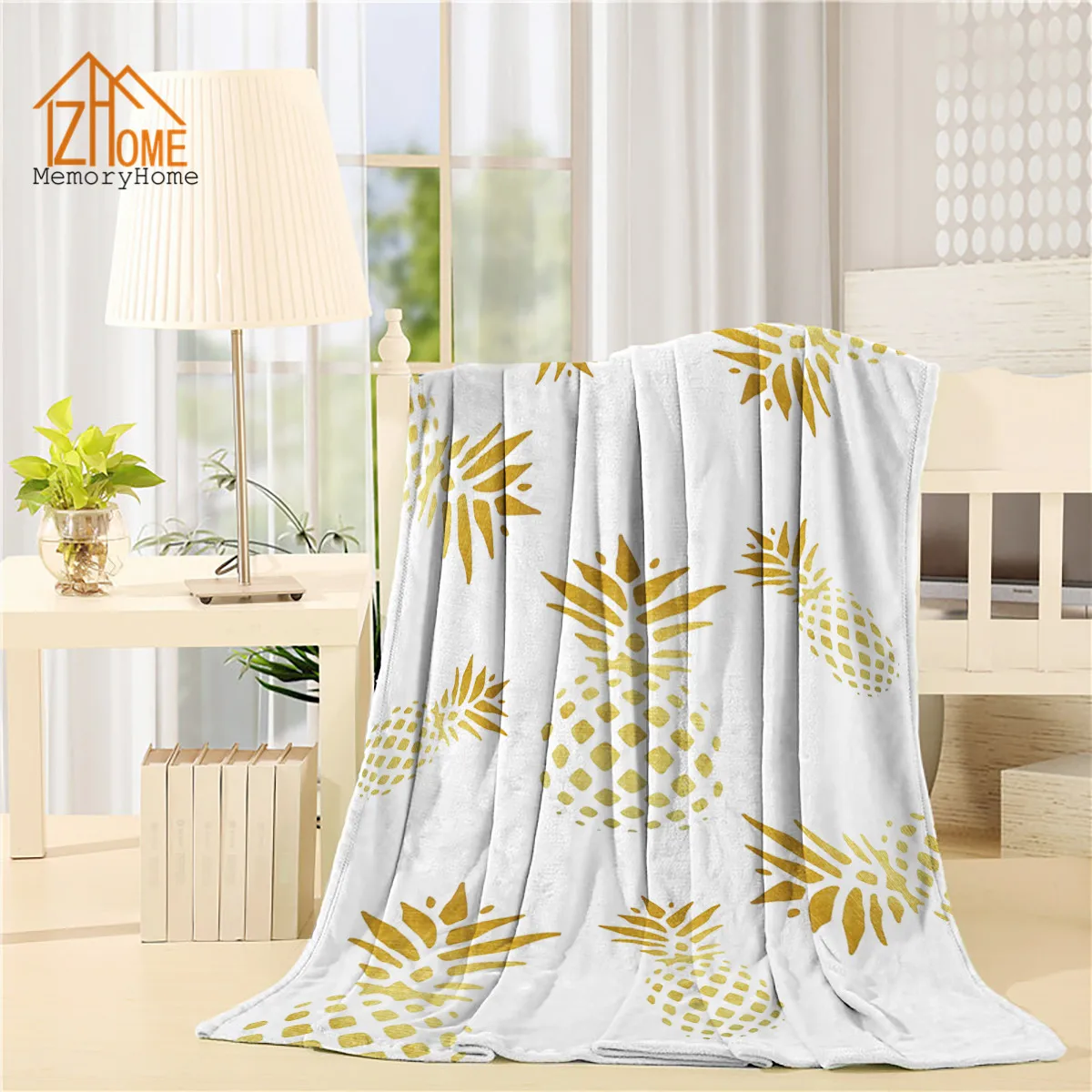 Memory Home Personalized Fleece Blanket Throw Custom Pineapple Pattern