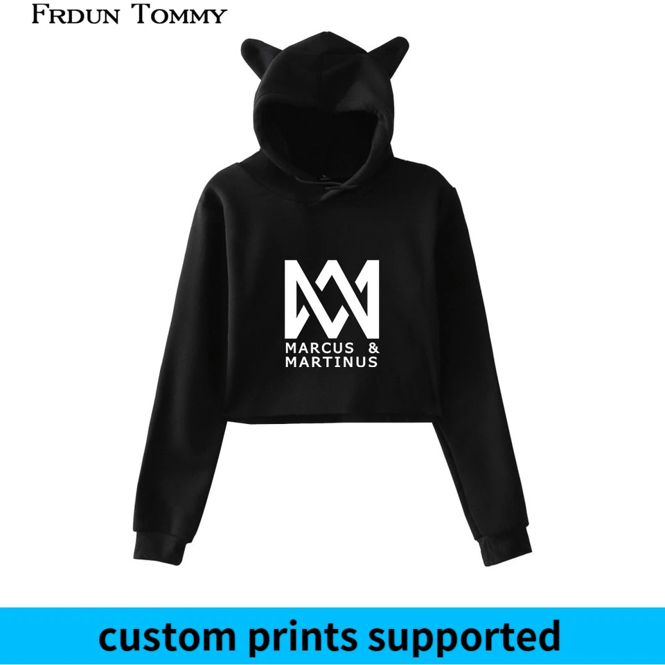 Comprar Frdun Tommy Marcus Martinus Cat Ear Hoodies sudadera Cuit Kpop patrón geométrico Casual mujer otoño suave sudadera personalizada