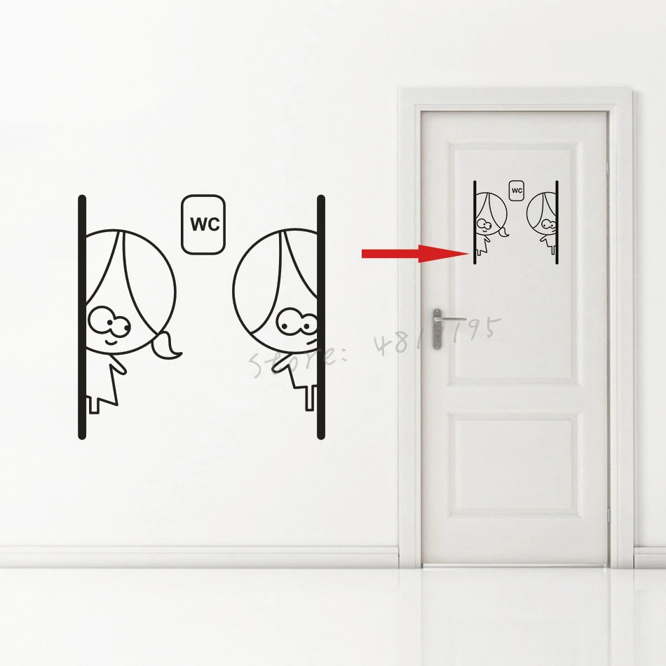 Boy Girl Washroom Toilet Bathroom Sign Door Stick er WC Vinyl Wall Stick er Boy Girl Washroom Toilet Bathroom Sign Door Stick er WC Vinyl Wall Stick er
