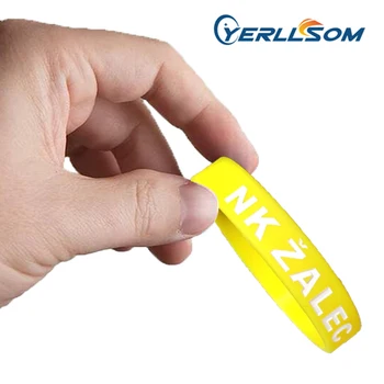 

YERLLSOM 400PCS/Lot High Quality Engrave logo and ink filled rubber silicone bracelets for gifts P041812