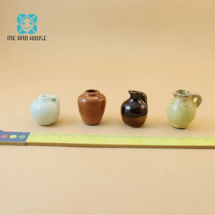 

1:12 Doll House Miniature Tableware Vintage Porcelain Wine pot jars 4 pieces