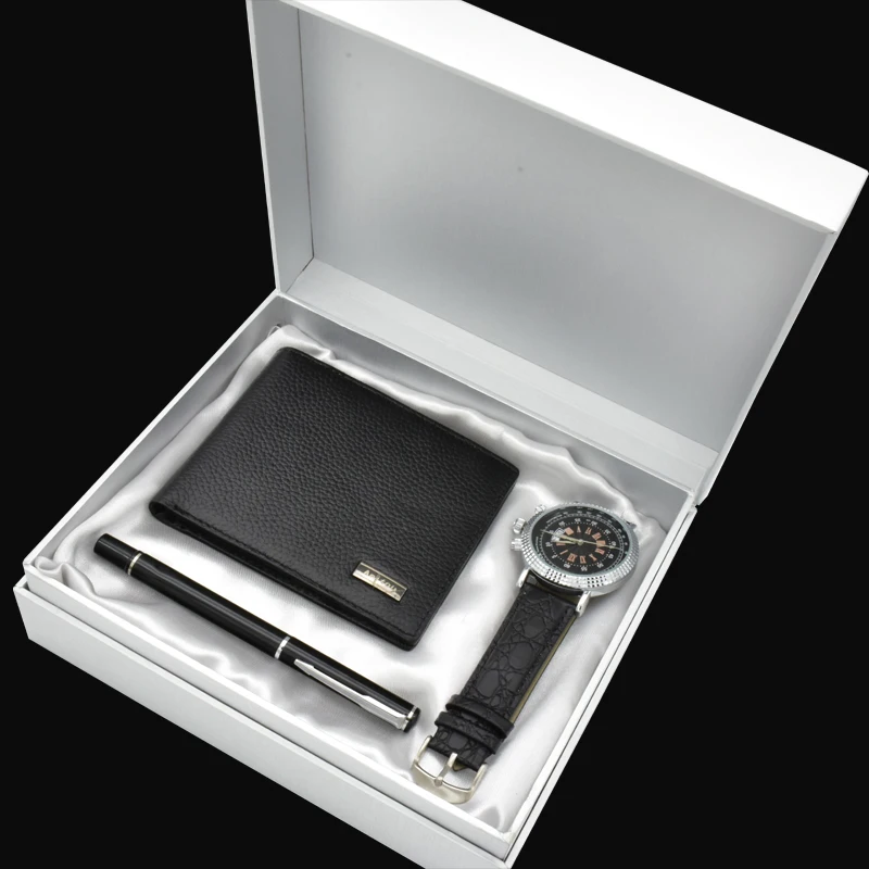 

Men's Watch Gifts Set Pen Wallet Men Watches For Boyfriend Valentine's Day Gift Luxury Quartz Wrist Watch New Year's Gifts